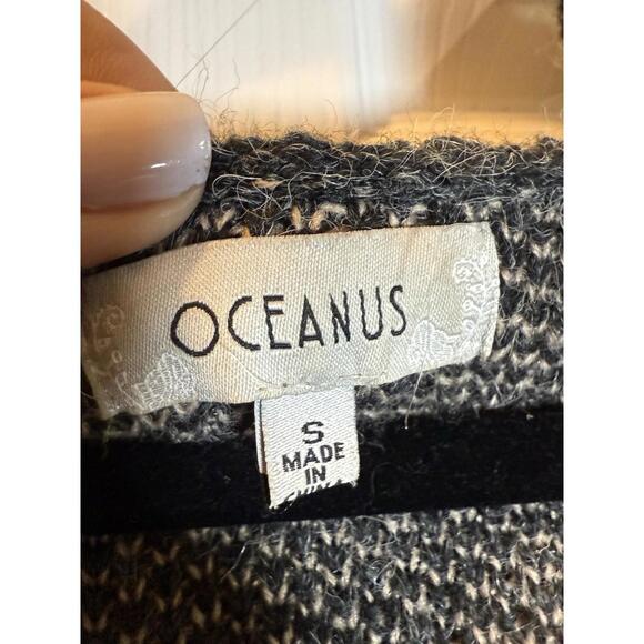 Oceanus Hooded Long Cardigan Aztec Design Black & Cream Western Vibe Size Small - Picture 2 of 9